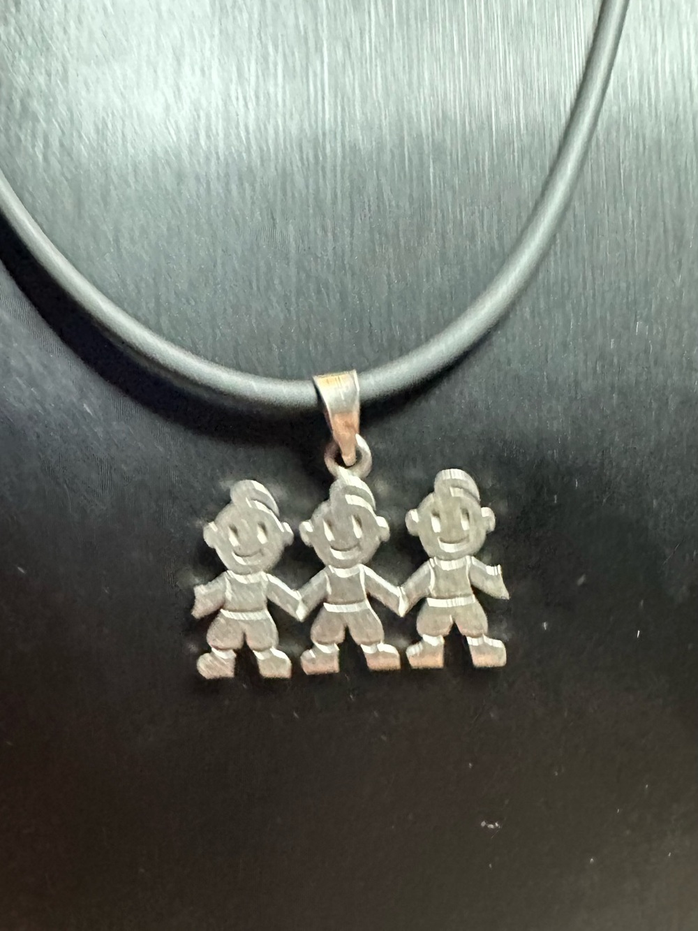 Taxco Silver Triple Children Pendant Necklace